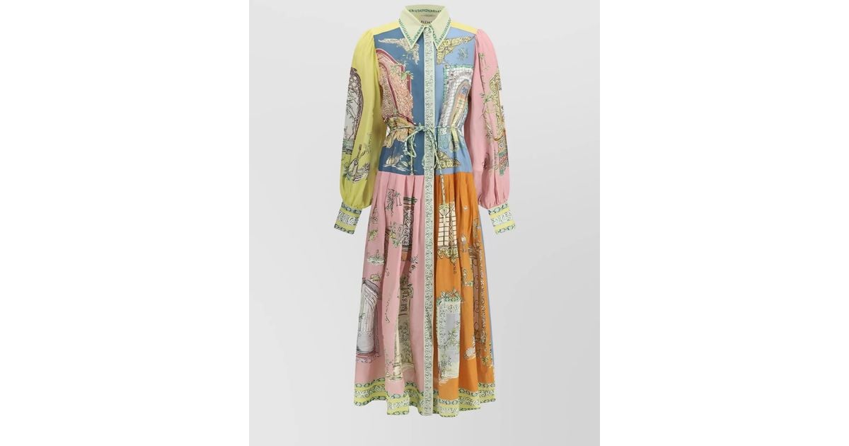 ALEMAIS All Aboard Mixed-Print Belted Mini Shirtdress