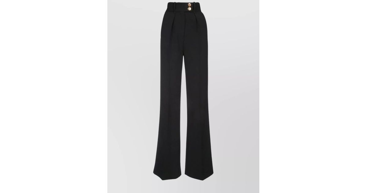 Elisabetta Franchi Wide Leg Trousers High Waist in Black | Lyst