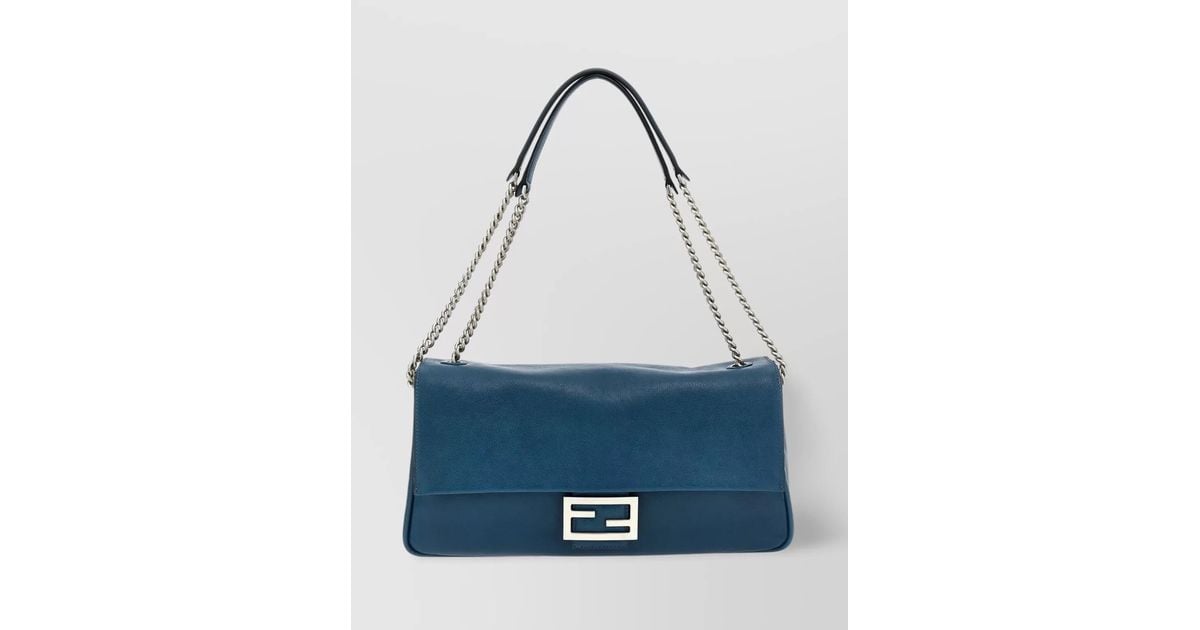 Fendi Large Rectangular Chain Strap Shoulder Bag in Blue | Lyst