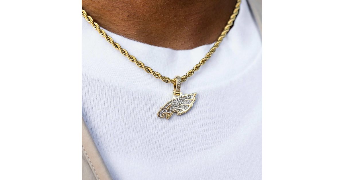 The GLD Shop Philadelphia Eagles Micro Logo Pendant - Yellow Gold in ...