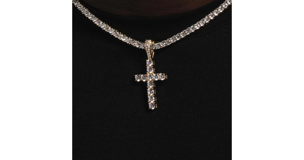 The GLD Shop Solid Gold Diamond Cross in Black for Men Lyst