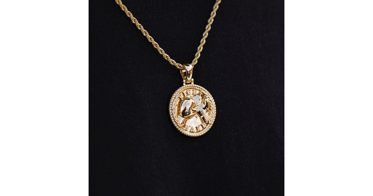 The GLD Shop Fight Hard Coin Pendant For Men Lyst