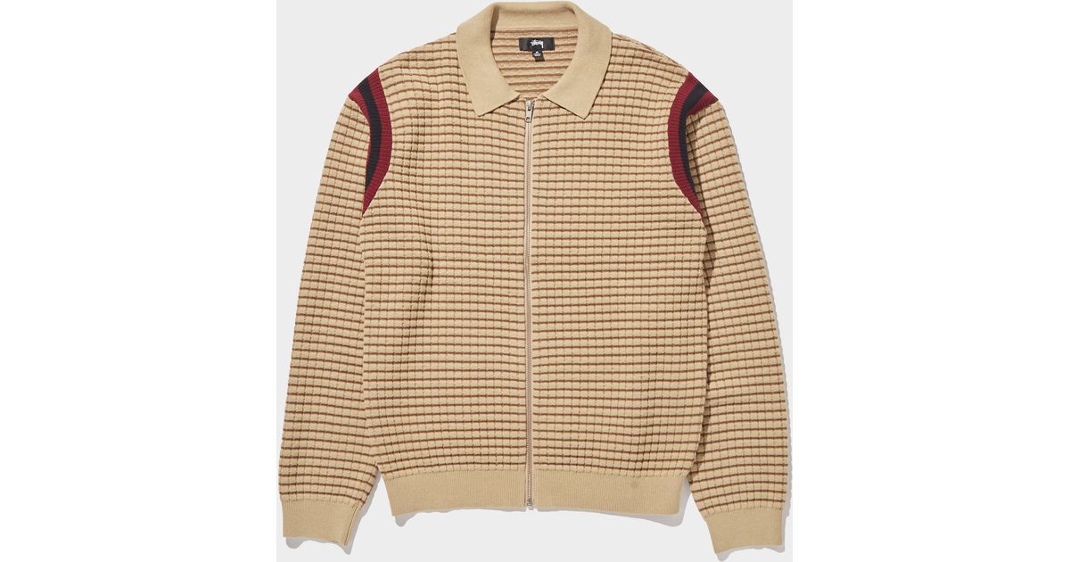 Stussy Waffle Knit Zip Polo Shirt in 