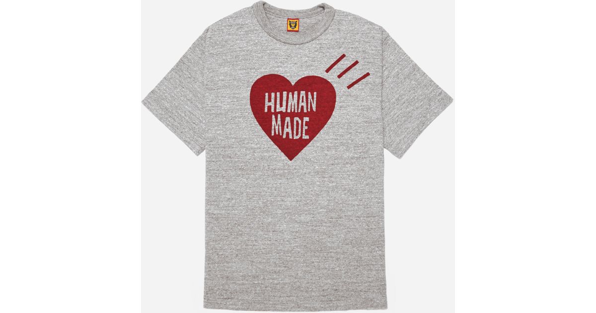 Human Made Cotton Heart Tee in Grey 