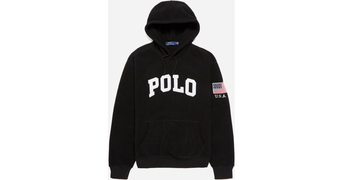 ralph lauren polo fleece hoodie black