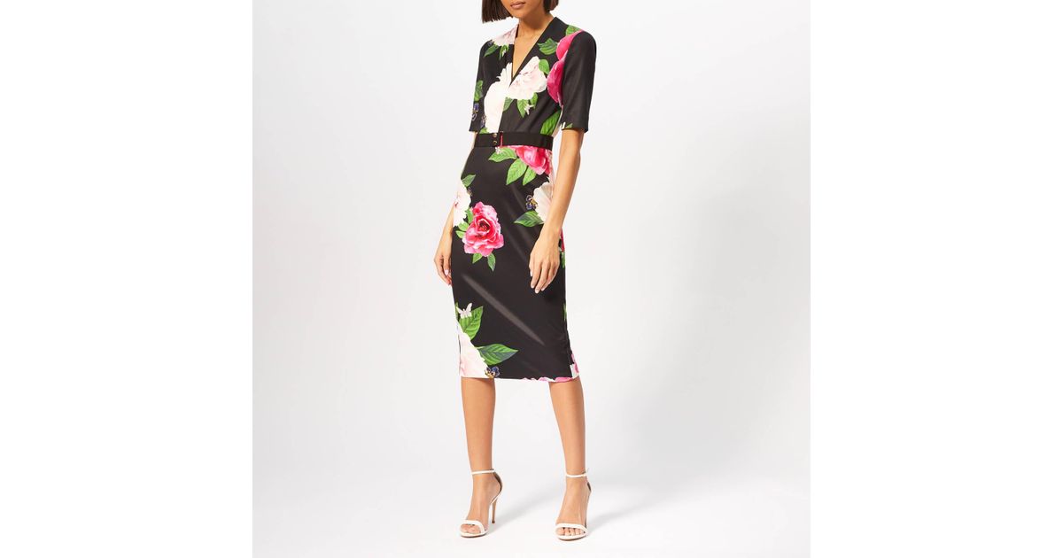 Ted Baker Gilanno Magnificent V Neck Bodycon Dress in Black Lyst