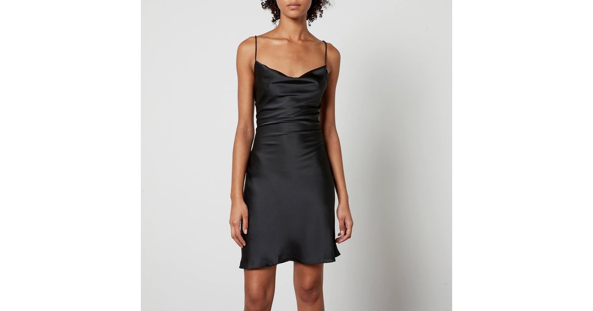 OMNES Riviera Satin Mini Dress in Black | Lyst