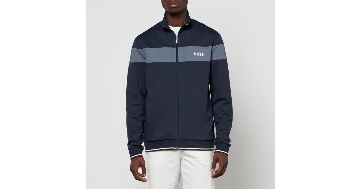 BOSS by HUGO BOSS Cotton-blend Jersey Tracksuit Jacket in Blue