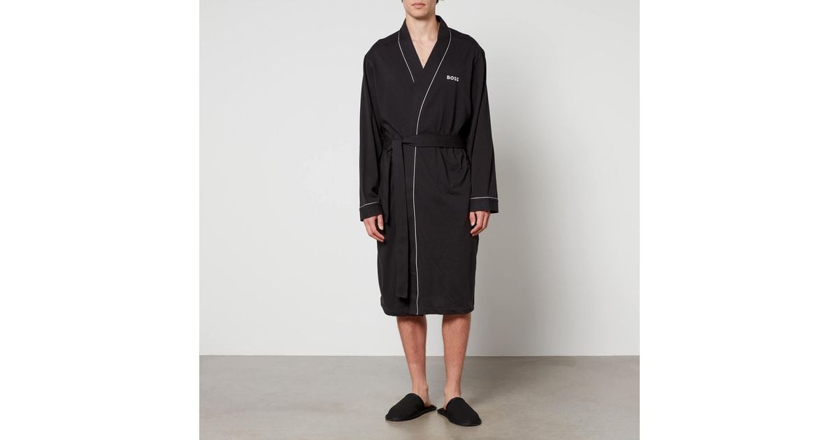 BOSS by HUGO BOSS Kimono Cotton jersey Dressing Gown in Black for