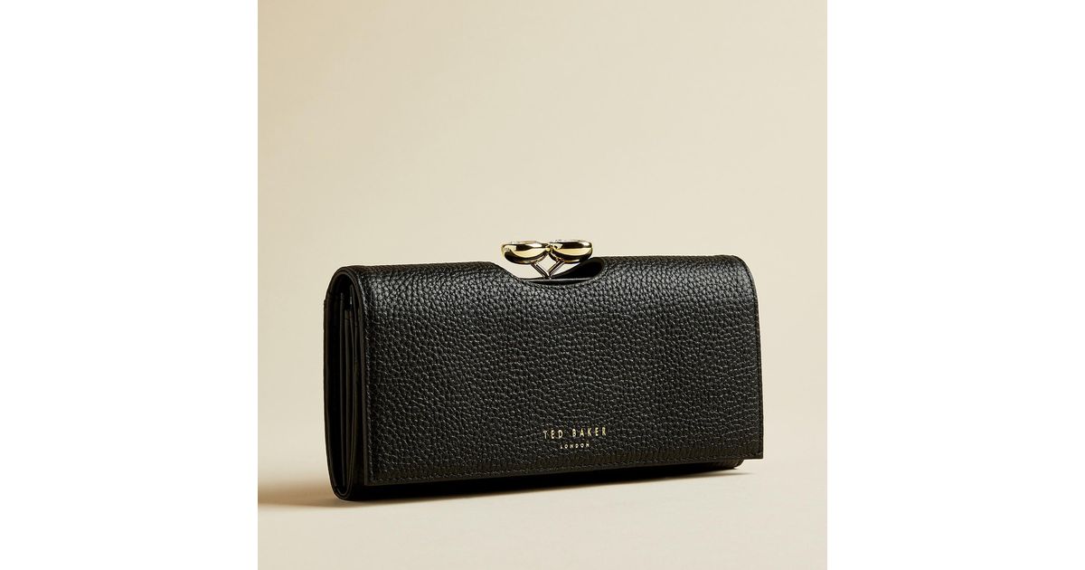 Ted Baker Rosyela Portafoglio Donna In Pelle Nera, 19 Cm, Con Molti Scomparti E Monetaio