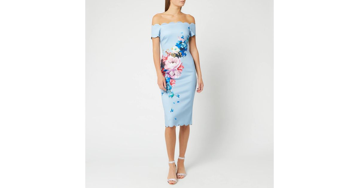 ted baker blue bardot dress