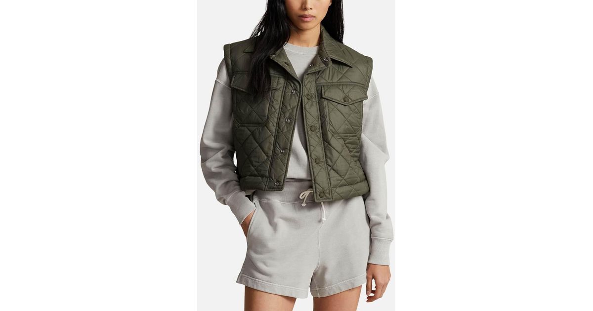 Polo Ralph Lauren Quilted Shell Gilet in Green | Lyst