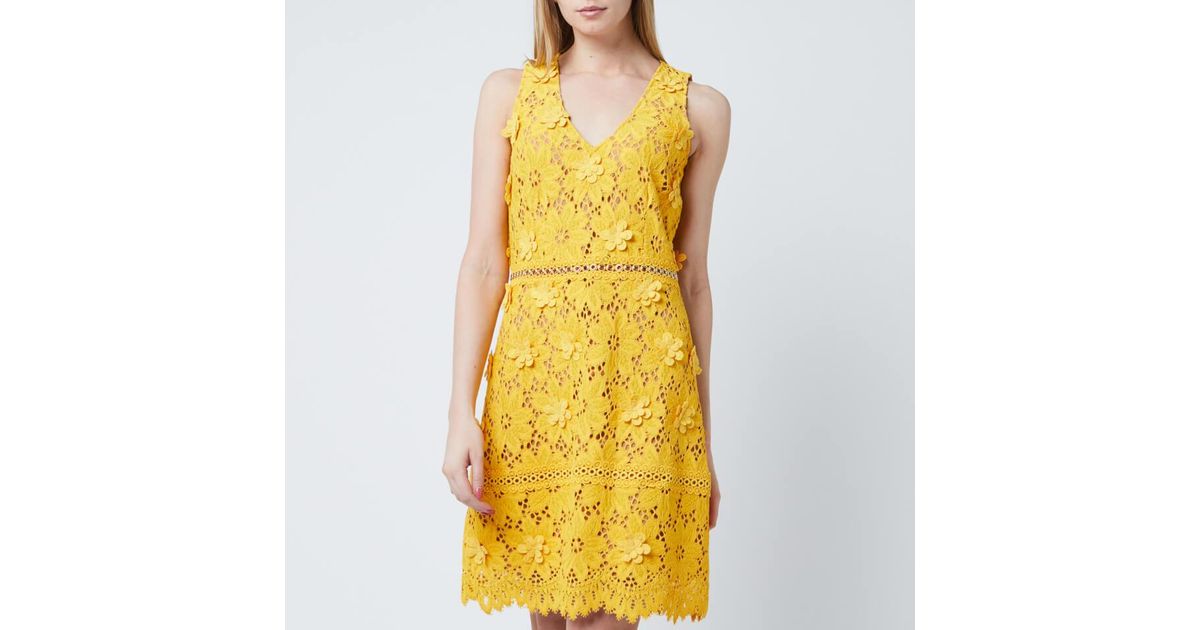 MICHAEL Michael Kors Carnation Lace Dress in Yellow - Lyst