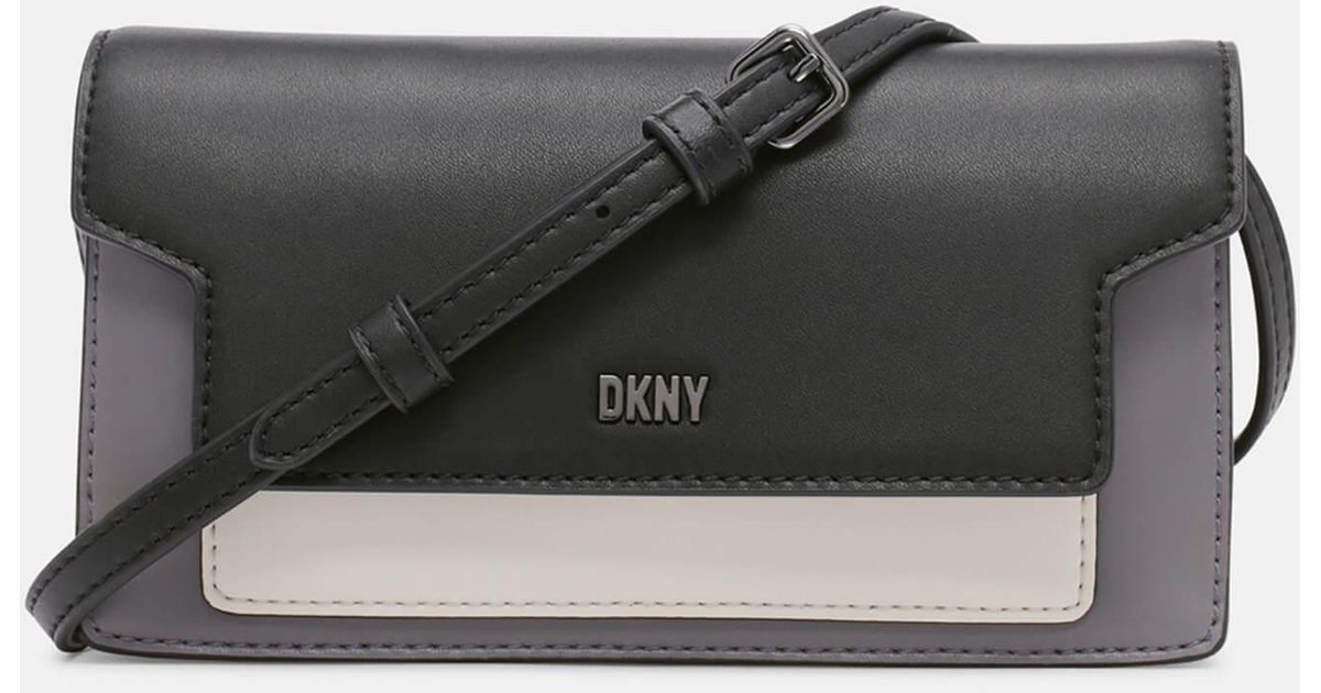 DKNY Millie Logo Leather Crossbody Bag in Black Lyst