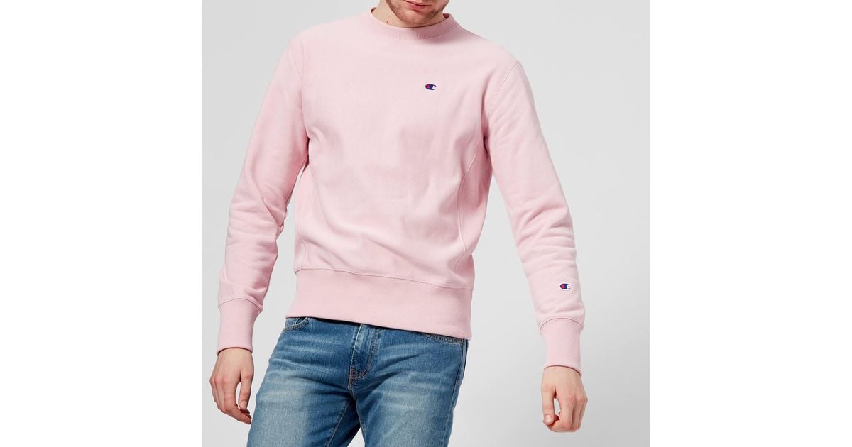 Champion Cotton Men's Crew Neck Sweatshirt in Pink for Men | Lyst