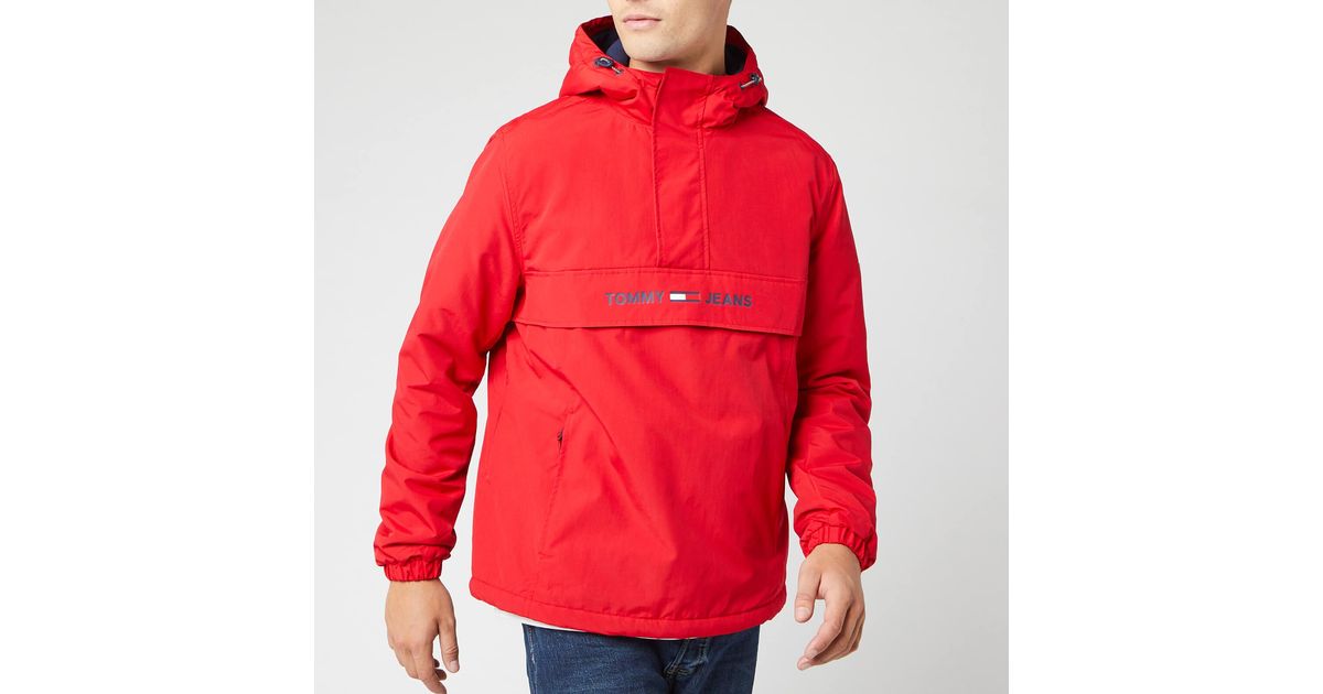 Tommy Hilfiger Synthetic Padded Popover Jacket in Red for Men - Lyst