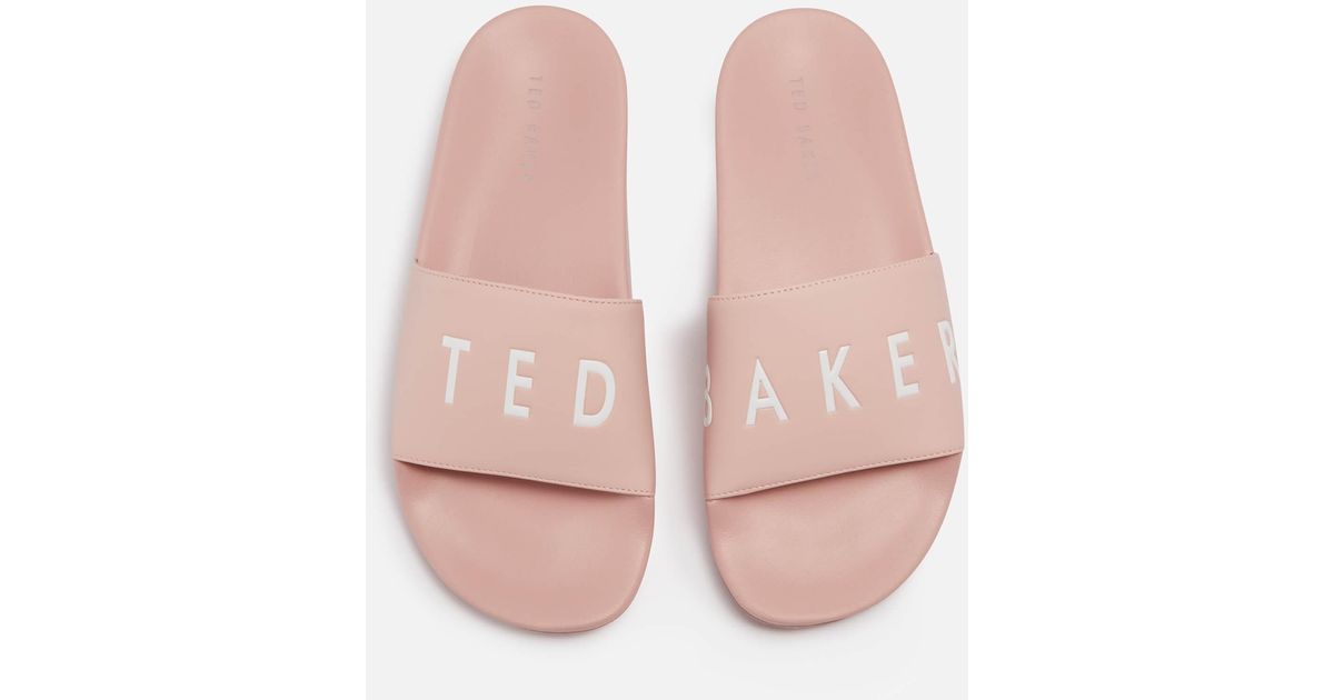 Ted Baker Ased Faux Leather Slides in Pink | Lyst