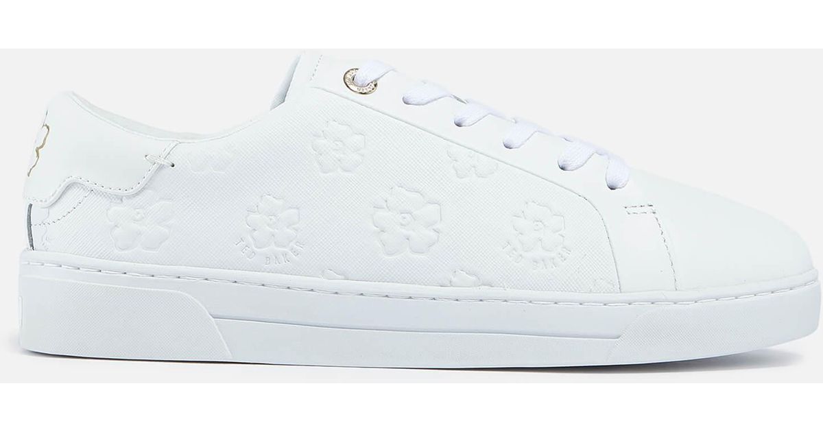 Ted Baker Taliy Floral Print Leather Cupsole Trainers in White Lyst UK