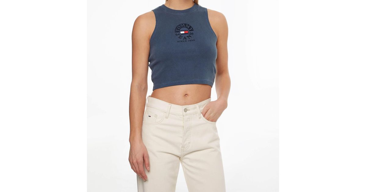 Tommy Hilfiger Tjw Crop Timeless Circle Tank Top in Blue | Lyst