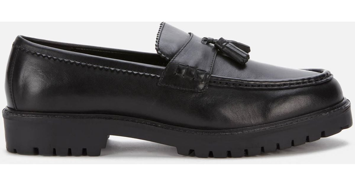 Walk London Sean Leather Tassel Loafers in Black for Men | Lyst UK