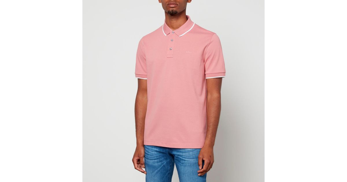 BOSS by HUGO BOSS Smart Casual Parlay 145 Cotton-blend Polo Shirt in Pink  for Men | Lyst