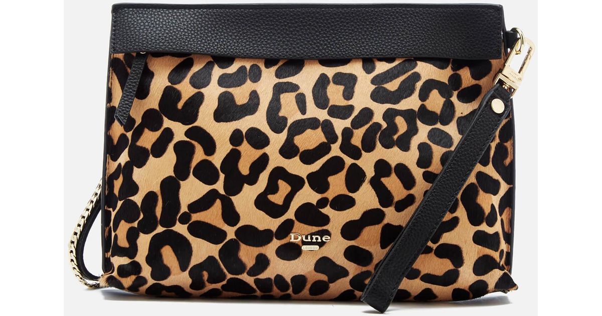 Lyst Dune Eharriet Leopard Print Clutch Bag In Black