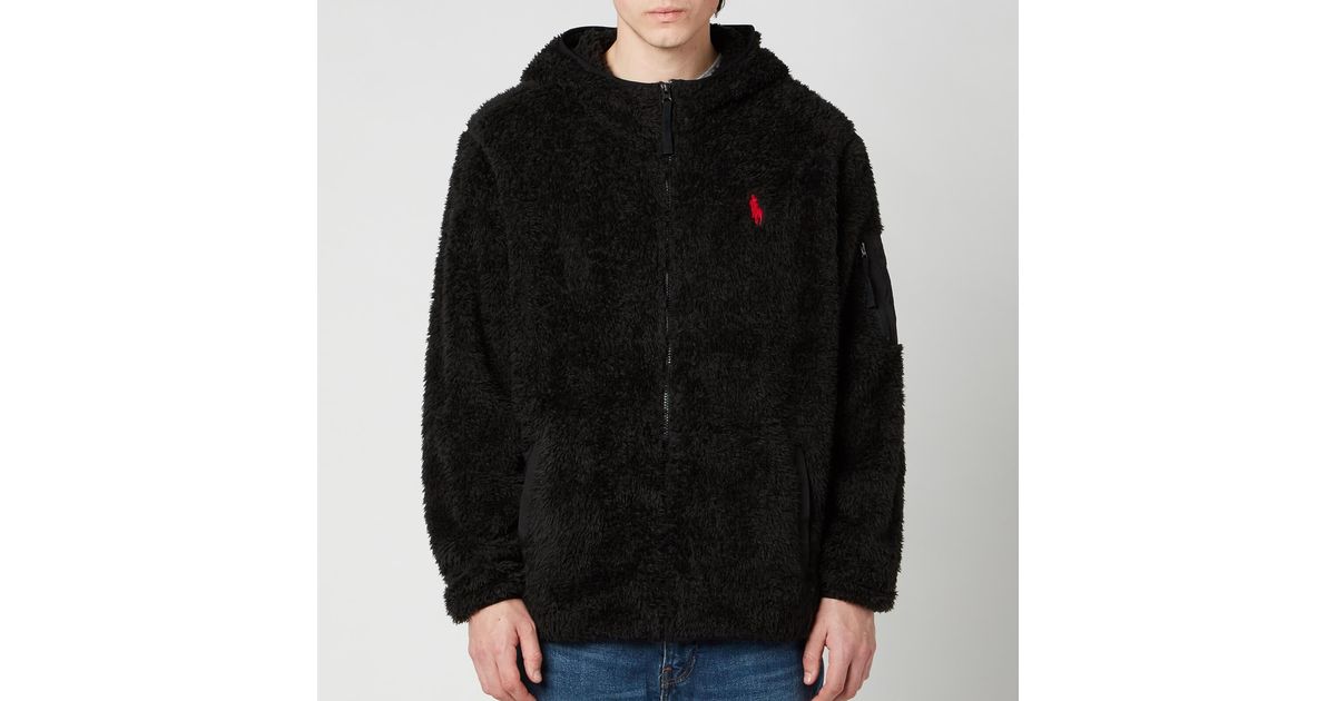 Polo Ralph Lauren Curly Sherpa Full Zip Hoodie in Black for Men | Lyst