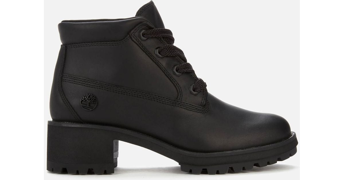 timberland kinsley lace up heeled ankle boots in black