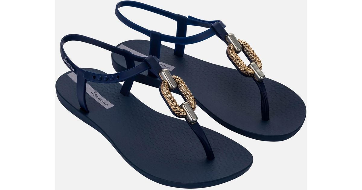 Ipanema Sparkle Gold-tone Chain Rubber Sandals in Blue | Lyst
