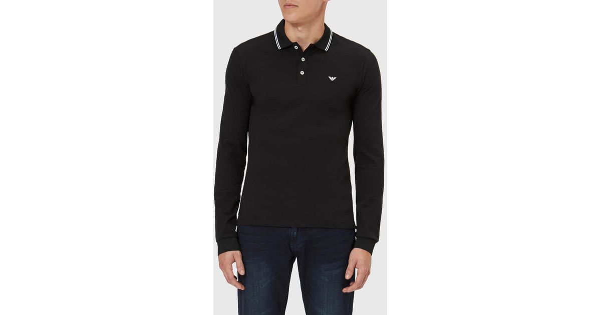 Emporio armani tipped logo polo in black Clearance