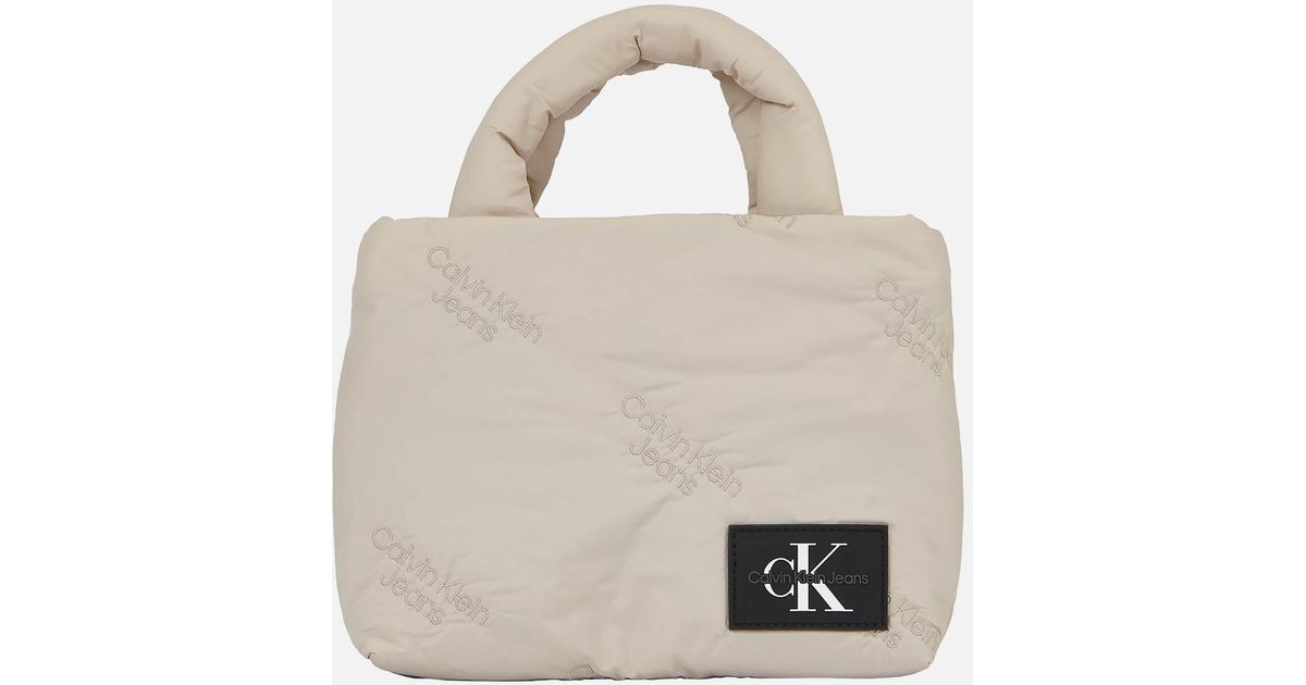 Calvin Klein Puffy Micro East West Tote Bag in White | Lyst