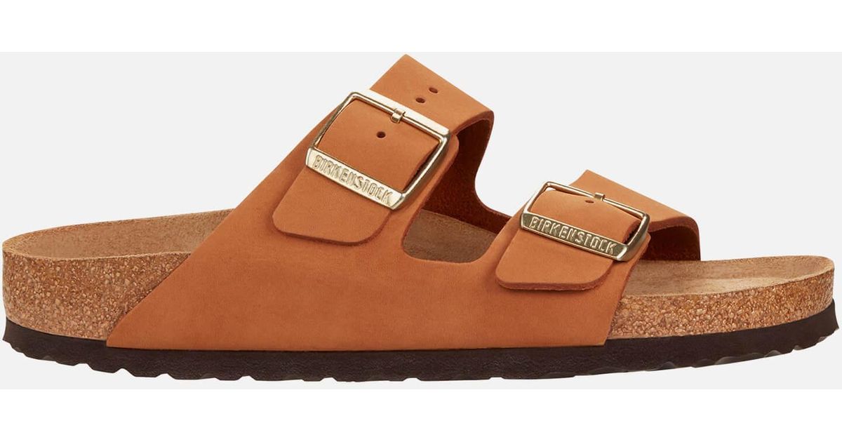 Birkenstock Arizona Slim Fit Sfb Suede Double Strap Sandals in Orange