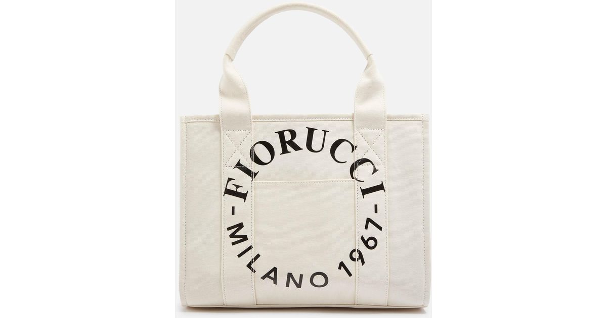 Fiorucci Milano Stamp Cotton-canvas Tote Bag in Natural | Lyst