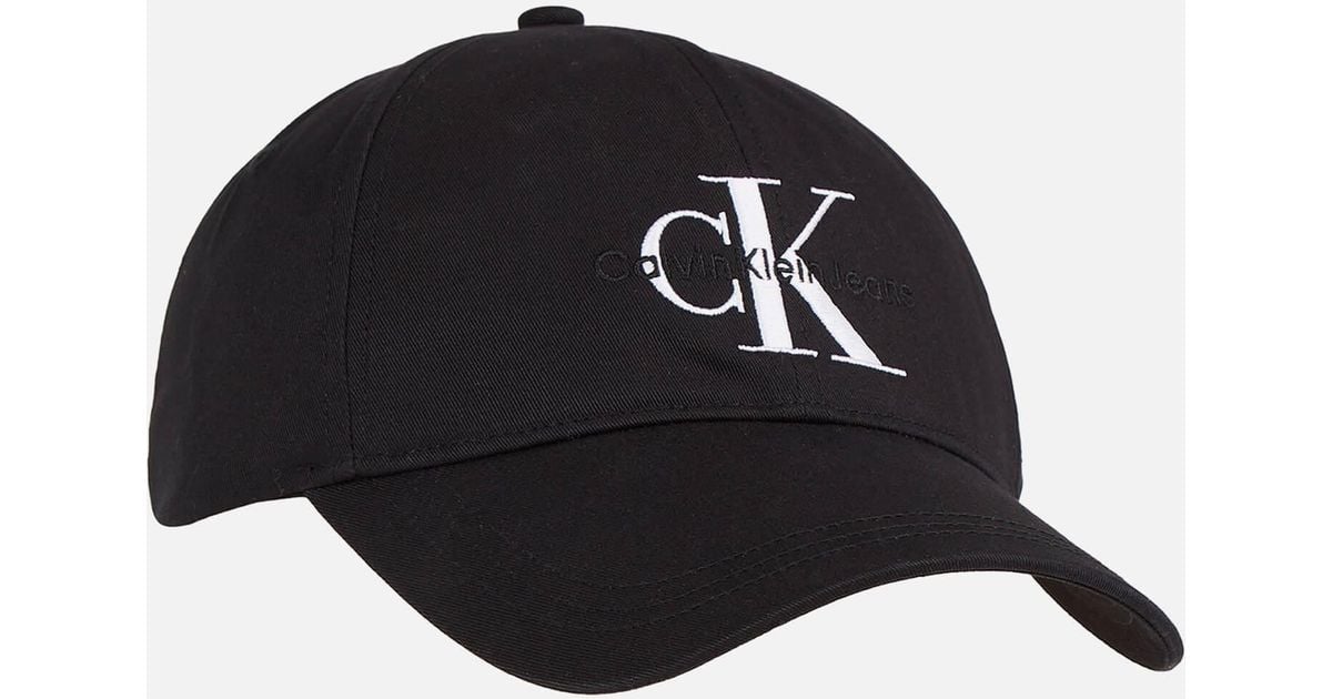 Calvin Klein Monogram Logo Cotton Cap in Black | Lyst