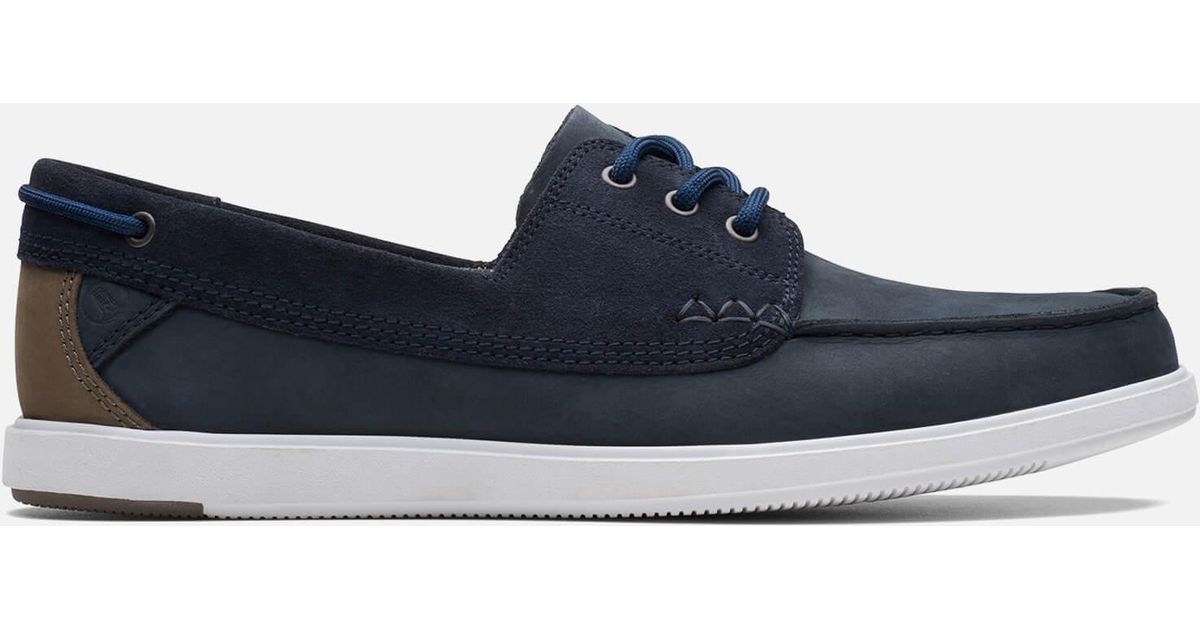 Clarks Bratton Leather Boat Shoes in Blue for Men Lyst UK