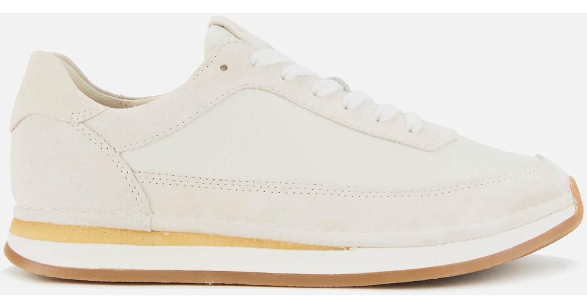 Clarks Craftrun Lace Suede Running Style Trainers in White | Lyst