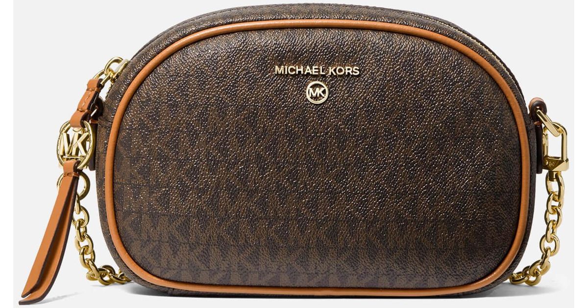 MICHAEL Michael Kors Jet Set Charm Small Oval Camera Xbody Bag in Brown |  Lyst