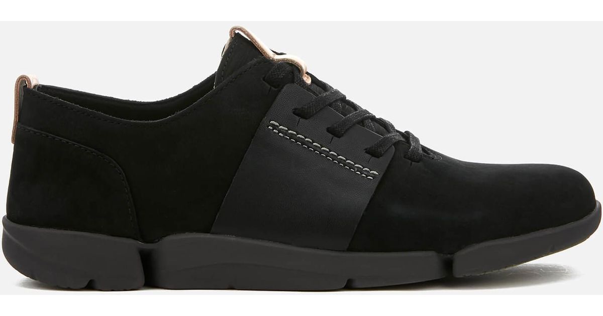 Clarks Tri Caitlin Leather Trainers in Black - Lyst