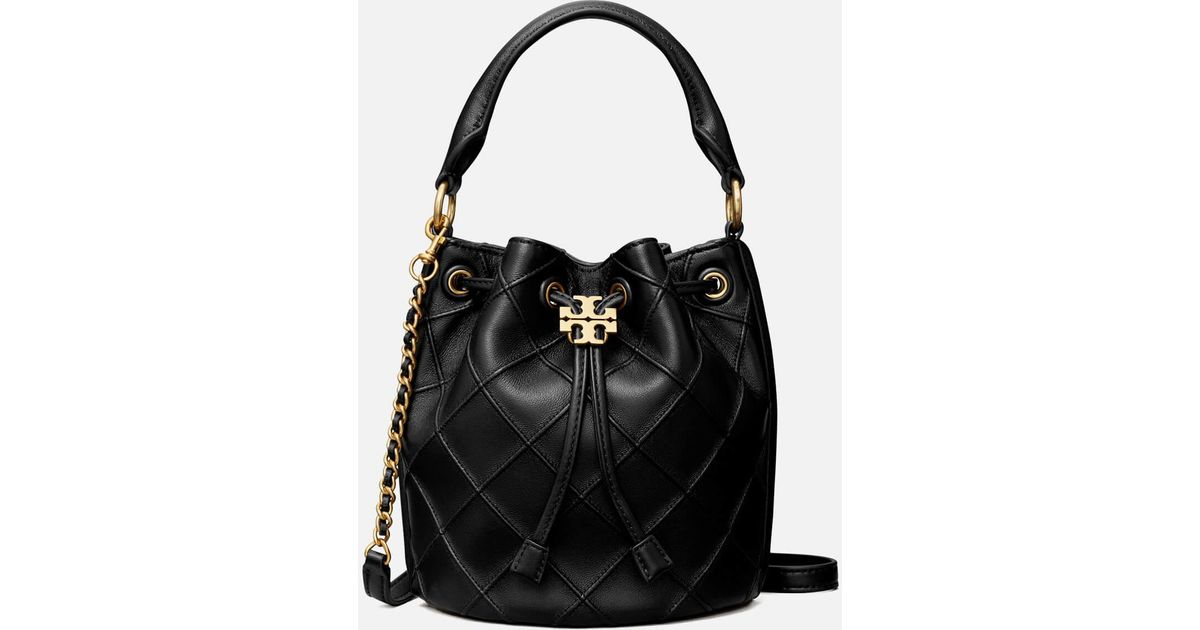 Tory Burch Fleming Tassel Leather Bucket Bag in Black Lyst