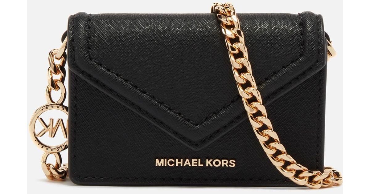 MICHAEL Michael Kors Jet Set Small Saffiano Leather Envelope Crossbody Bag  in Black