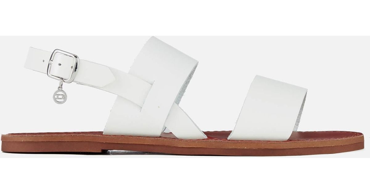 double strap white sandals