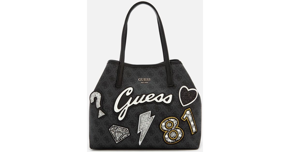 Guess Vikky Small Tote Bag in Black | Lyst