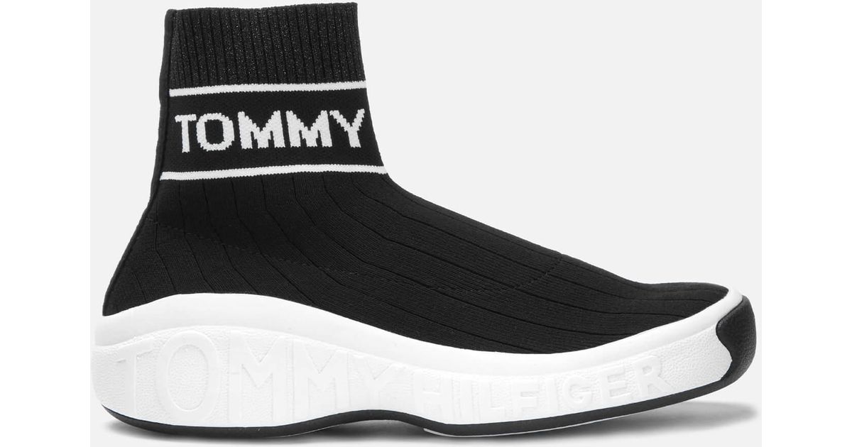 Tommy Hilfiger Knit Sock Hi-top Trainers in Black - Lyst