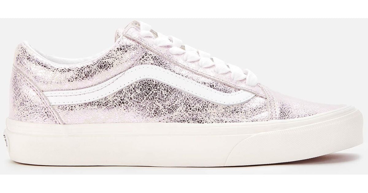 Vans Cracked Leather Old Skool Trainers in Pink | Lyst