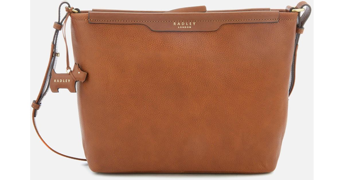 Radley Leather Patcham Palace Medium Cross Body Bag Ziptop in Tan