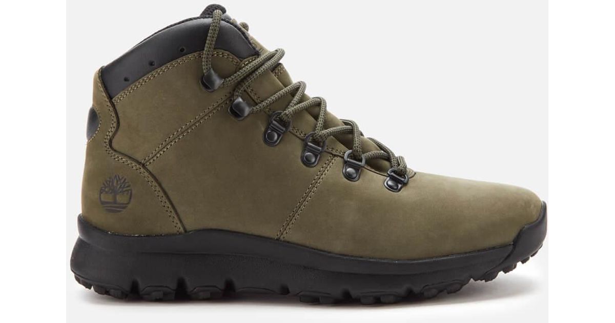 timberland world hiker boots in khaki suede