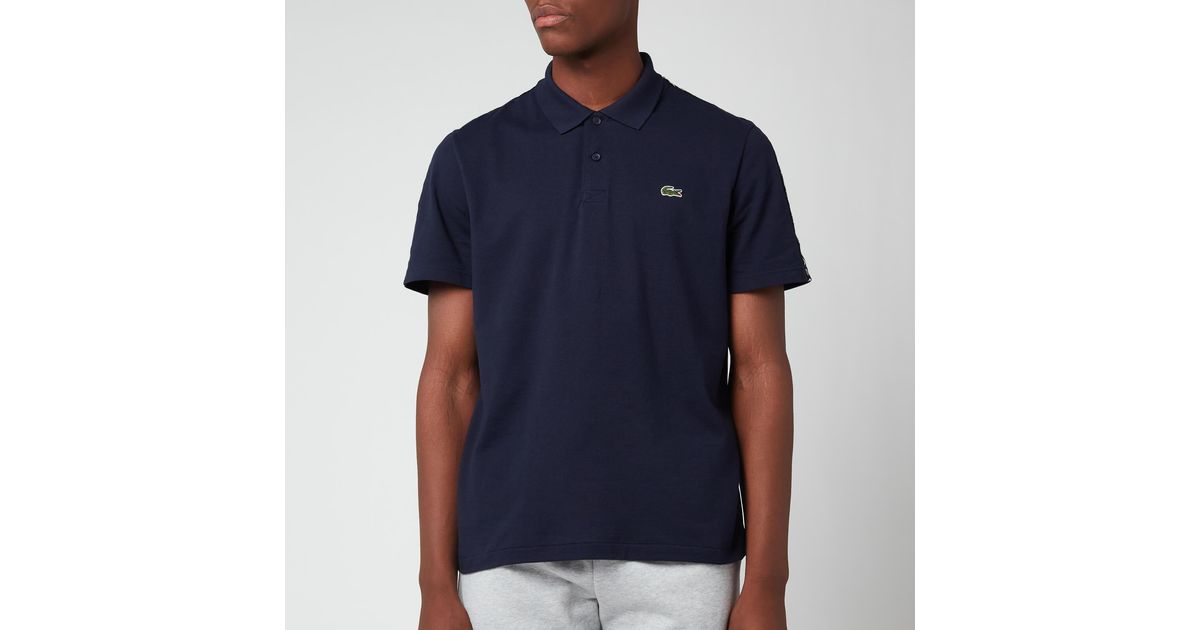 Lacoste Tape Trim Polo Shirt in Blue for Men | Lyst