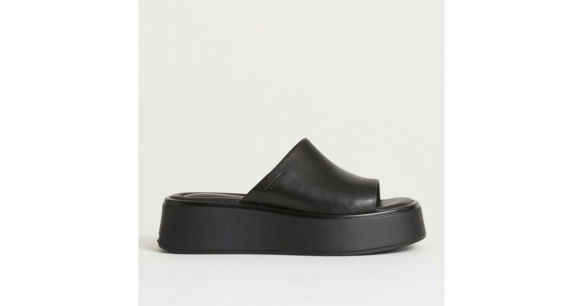 Vagabond Shoemakers Courtney Leather Flatform Mules in Black | Lyst