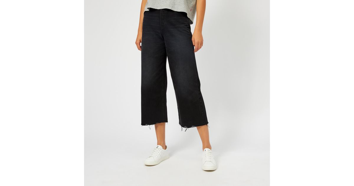 levi's high water wide leg jeans black