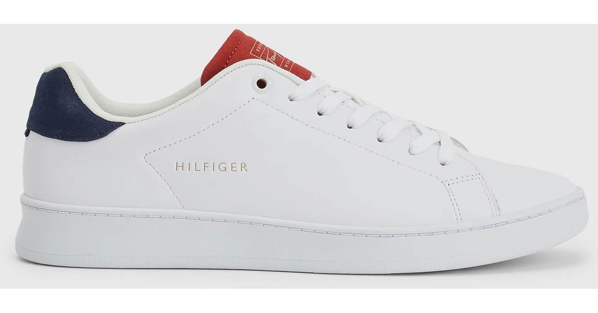 Tommy Hilfiger Retro Court Leather Clean Cupsole Trainers in White for Men  | Lyst